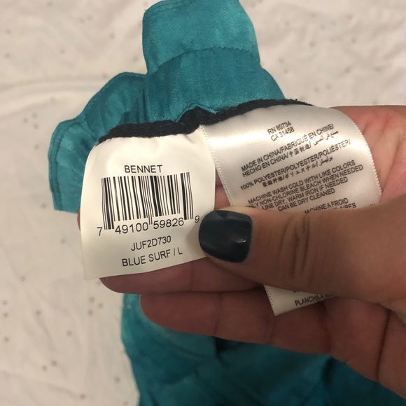 NWT BCBGMAXAZRIA Teal Bennet Satin Cuffed Pants - Picture 4 of 8